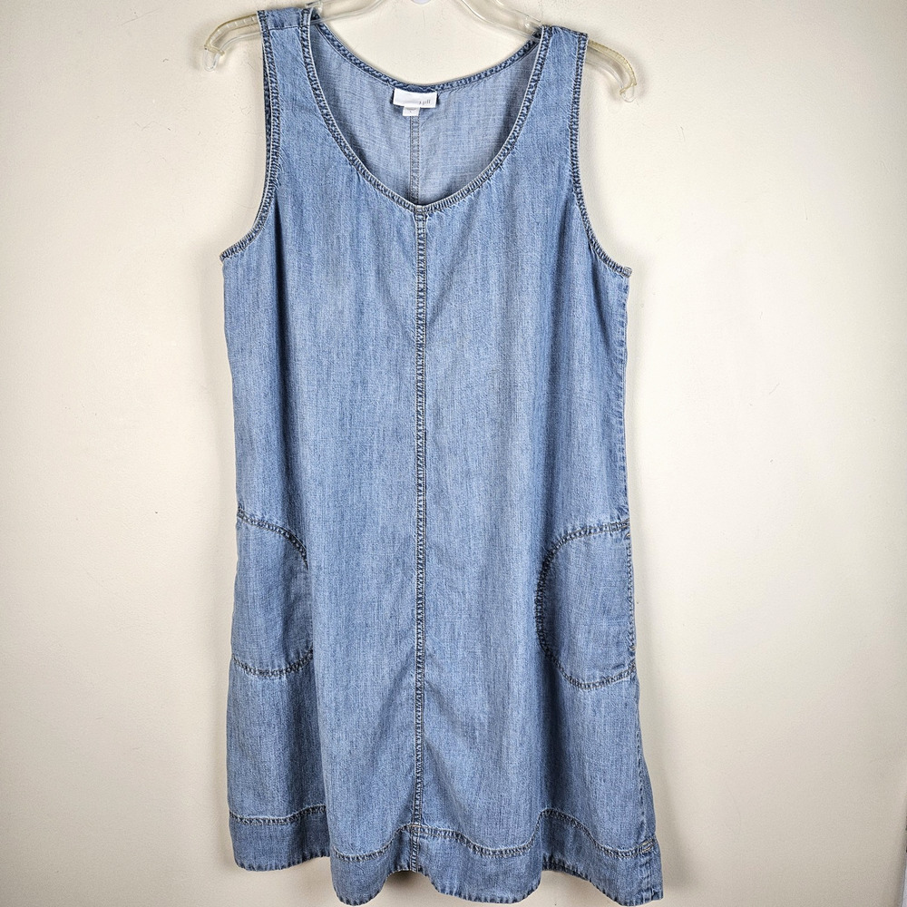 J. Jill Light Chambray Blue Sleeveless Midi Dress